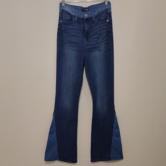 Fashion Nova Denim - Fashion Nova Blue and Silver Flare Jeans